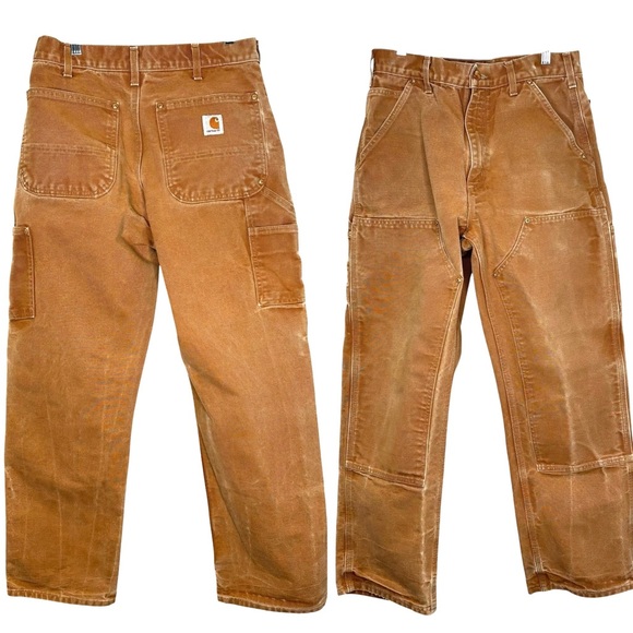 Carhartt Other - Carhartt 32/30 distressed tan work pants with durable double layer knee design